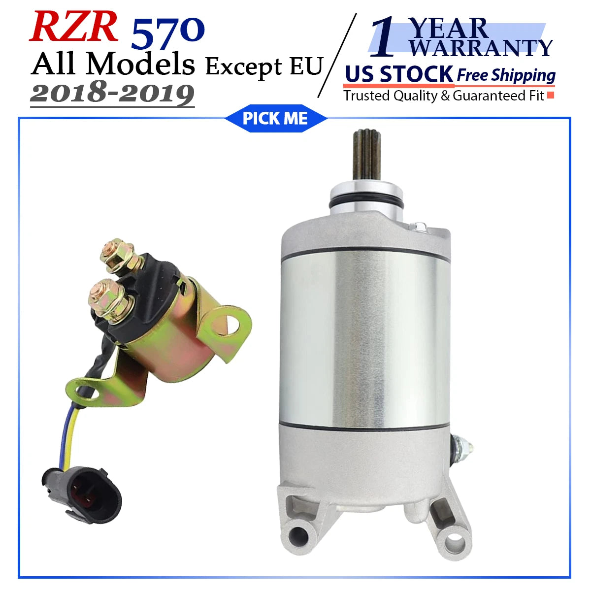 Starter for Polaris RZR 570 (2018–2019) with Relay