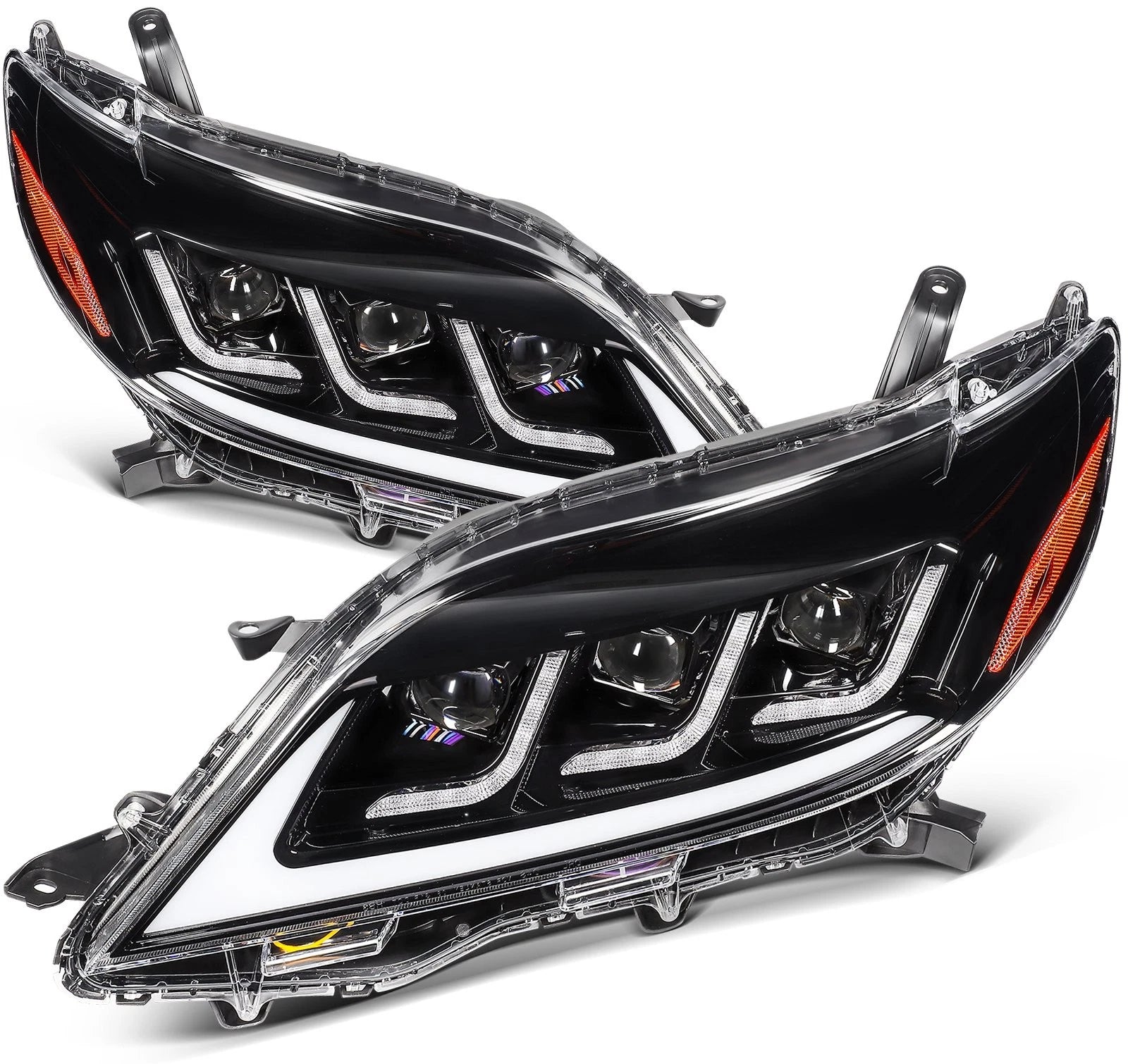 2X Full LED Headlights Assembly for Toyota Sienna (2011–2020) Black