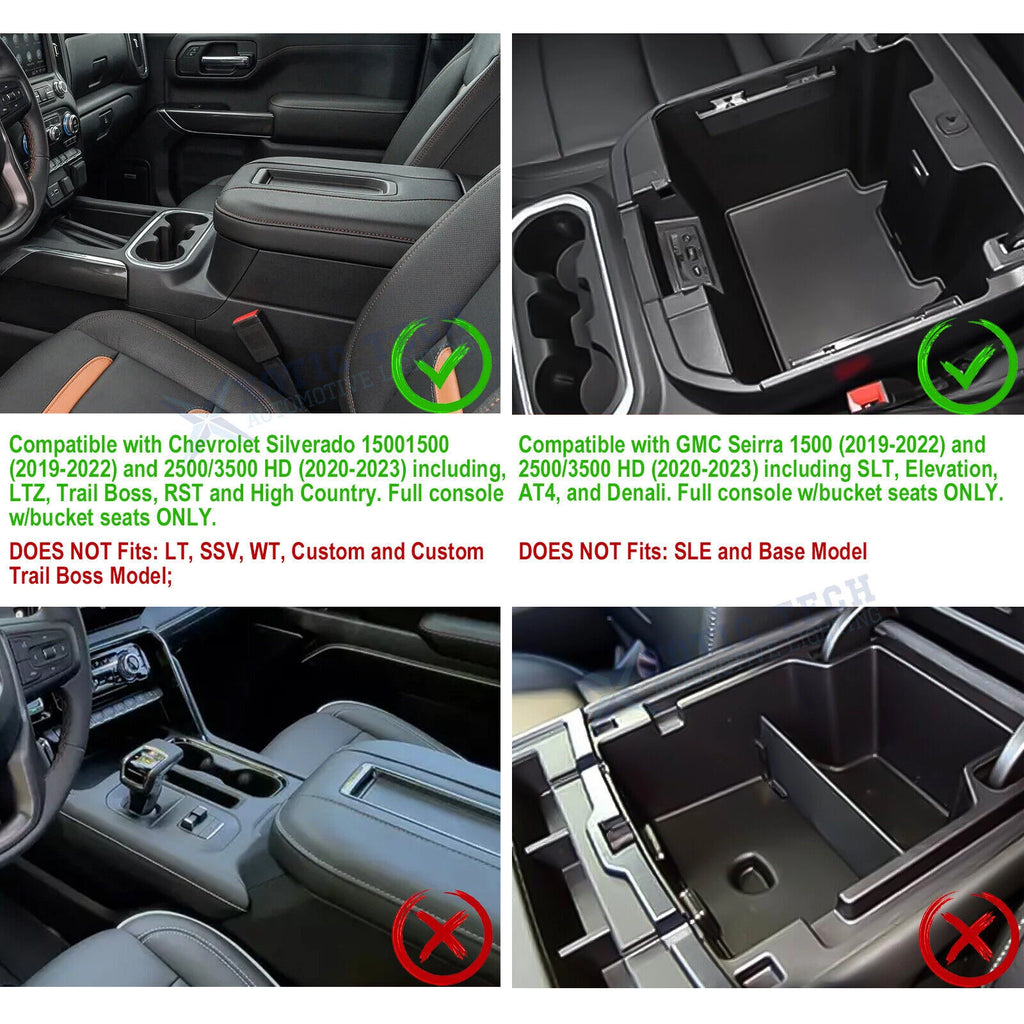 Center Console Armrest Box Divider Insert Compartment for Silverado (2014-2018)