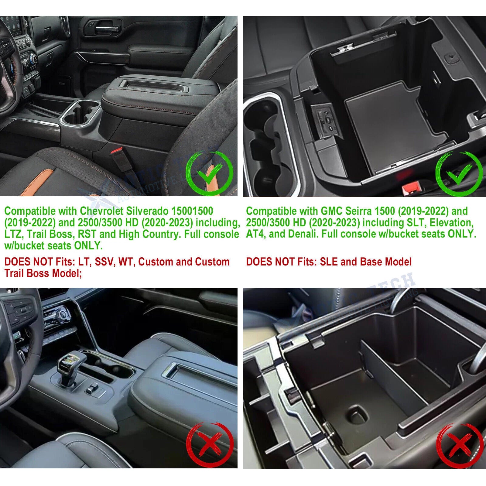 Center Console Armrest Box Divider Insert Compartment for Silverado (2014-2018)