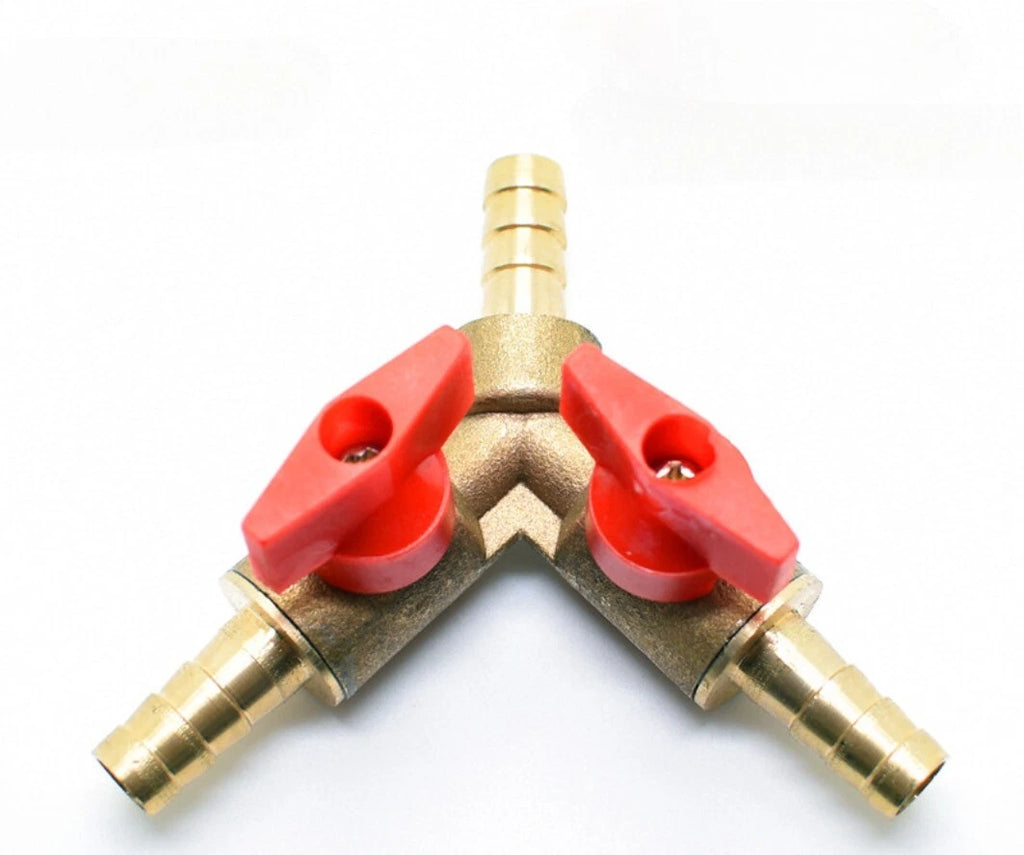 3 Way Shut Off Ball Valve Y Shaped Tee Connector for OD8/10/12mm