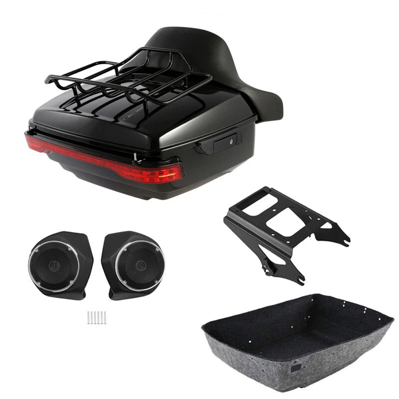 Trunk Pad Mount Rack Speakers for Harley Touring (2009–2013) Black