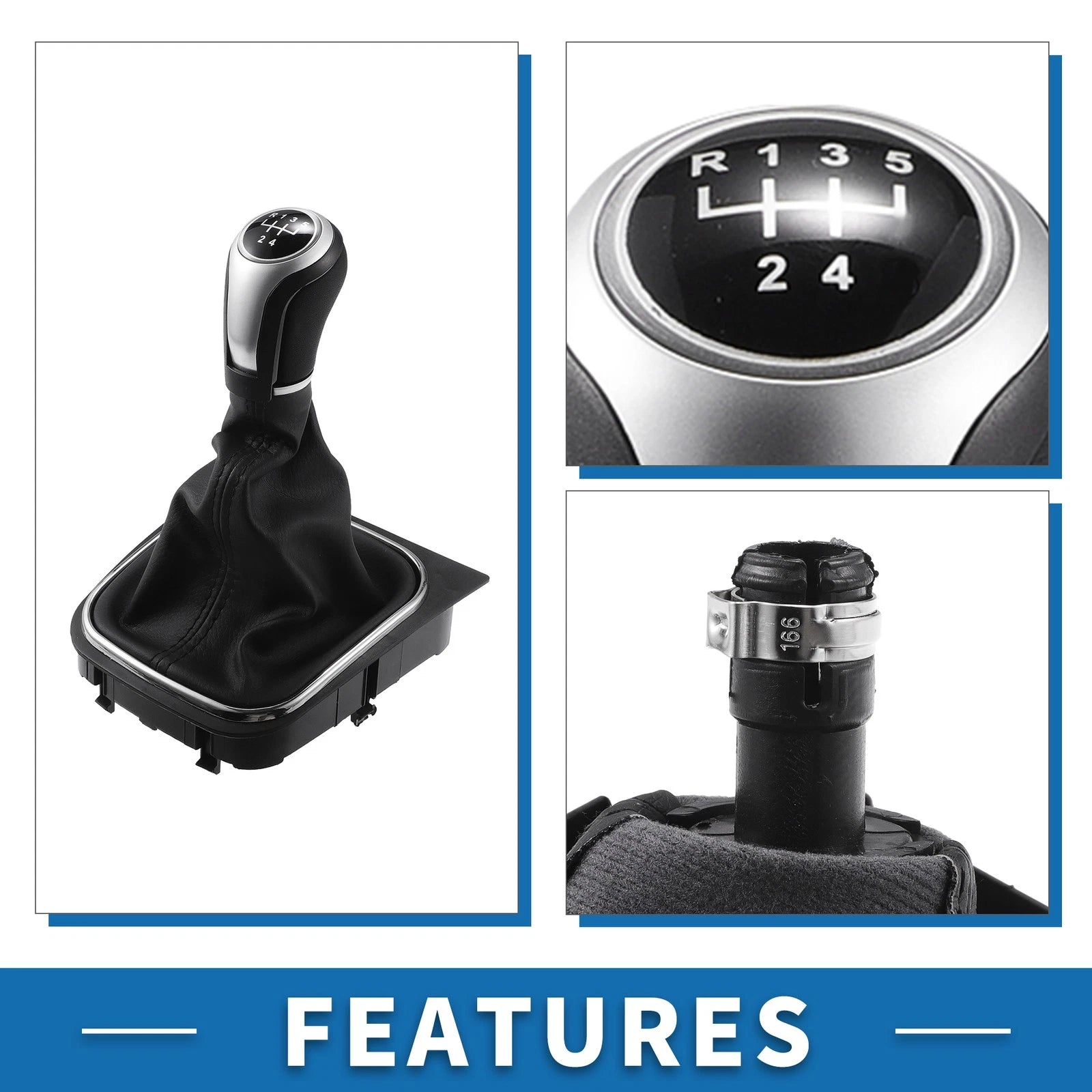 5 Speed Manual Gear Shifter Knob with Cover for Volkswagen Eos (2007–2016)