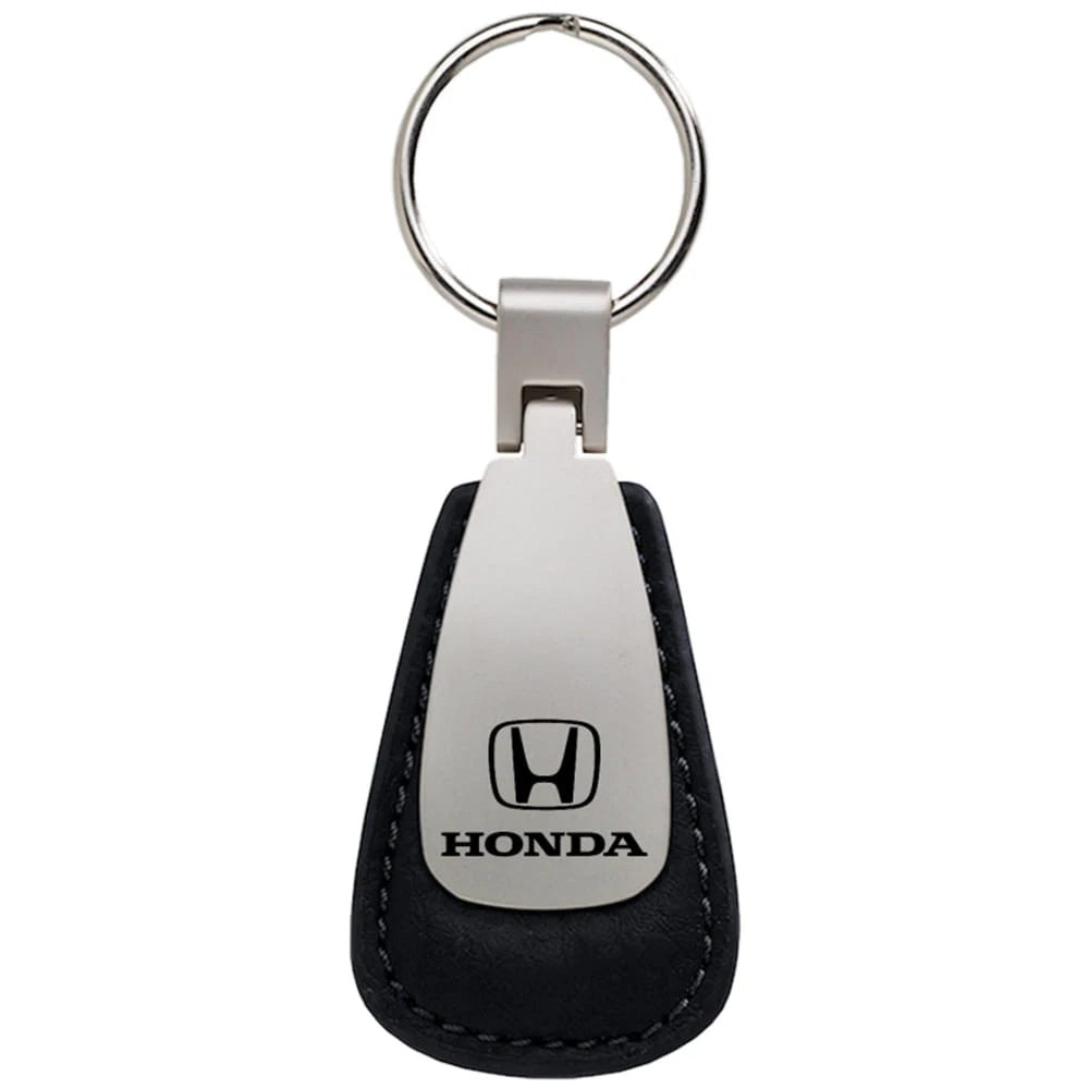 Black Leather Teardrop Keychain - Officially Licensed for Honda
