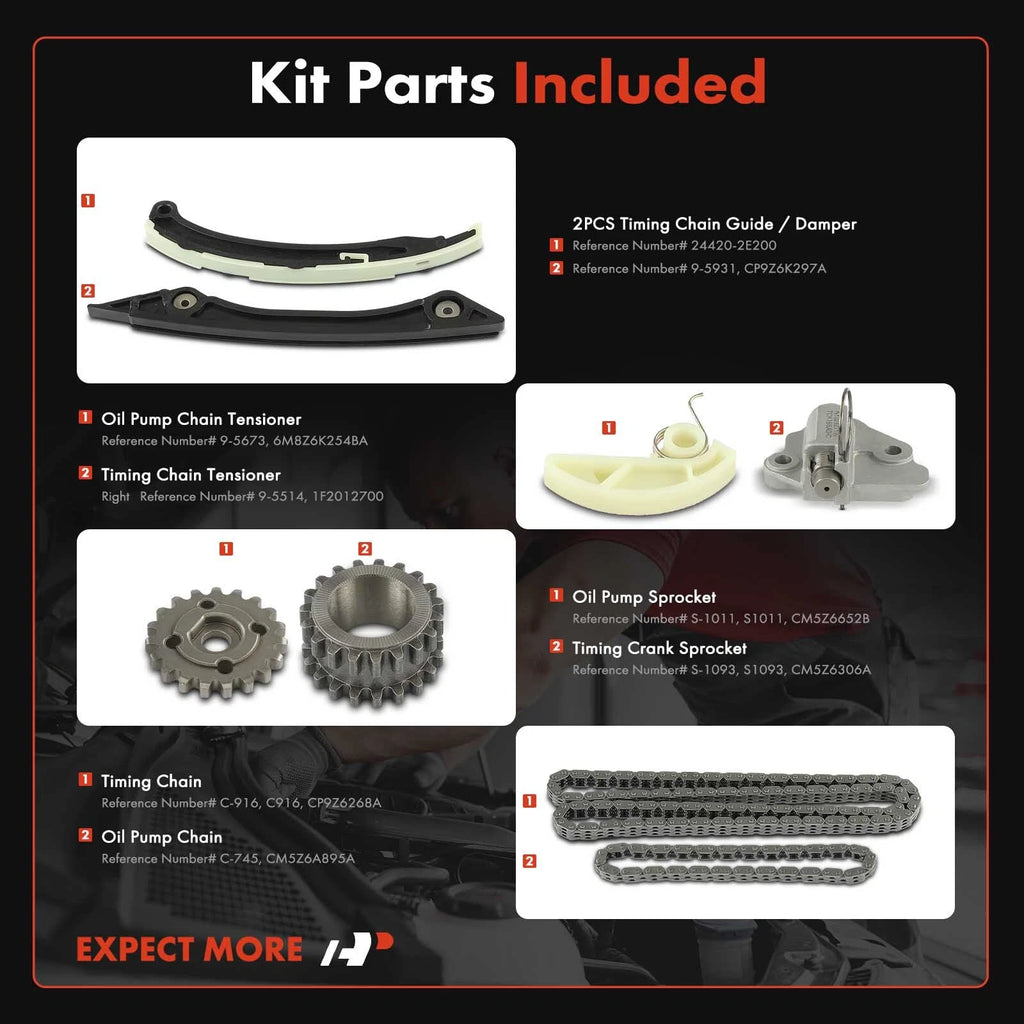 8x Timing Chain Kit for Ford Focus (2012–2018) L4 2.0L 4Dr DOHC