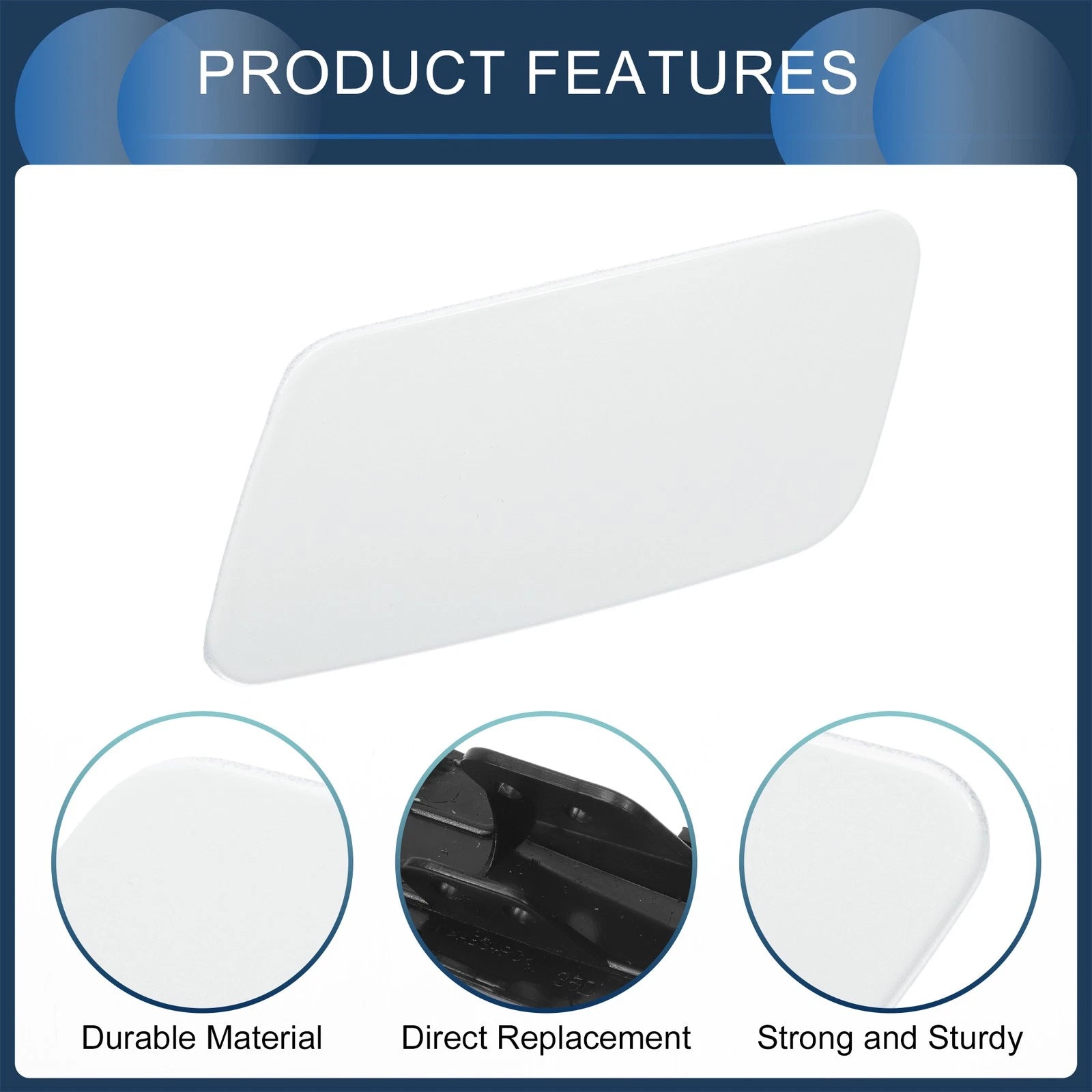 Front Right Washer Nozzle Cover Cap for Volkswagen Passat CC (2008–2012) White
