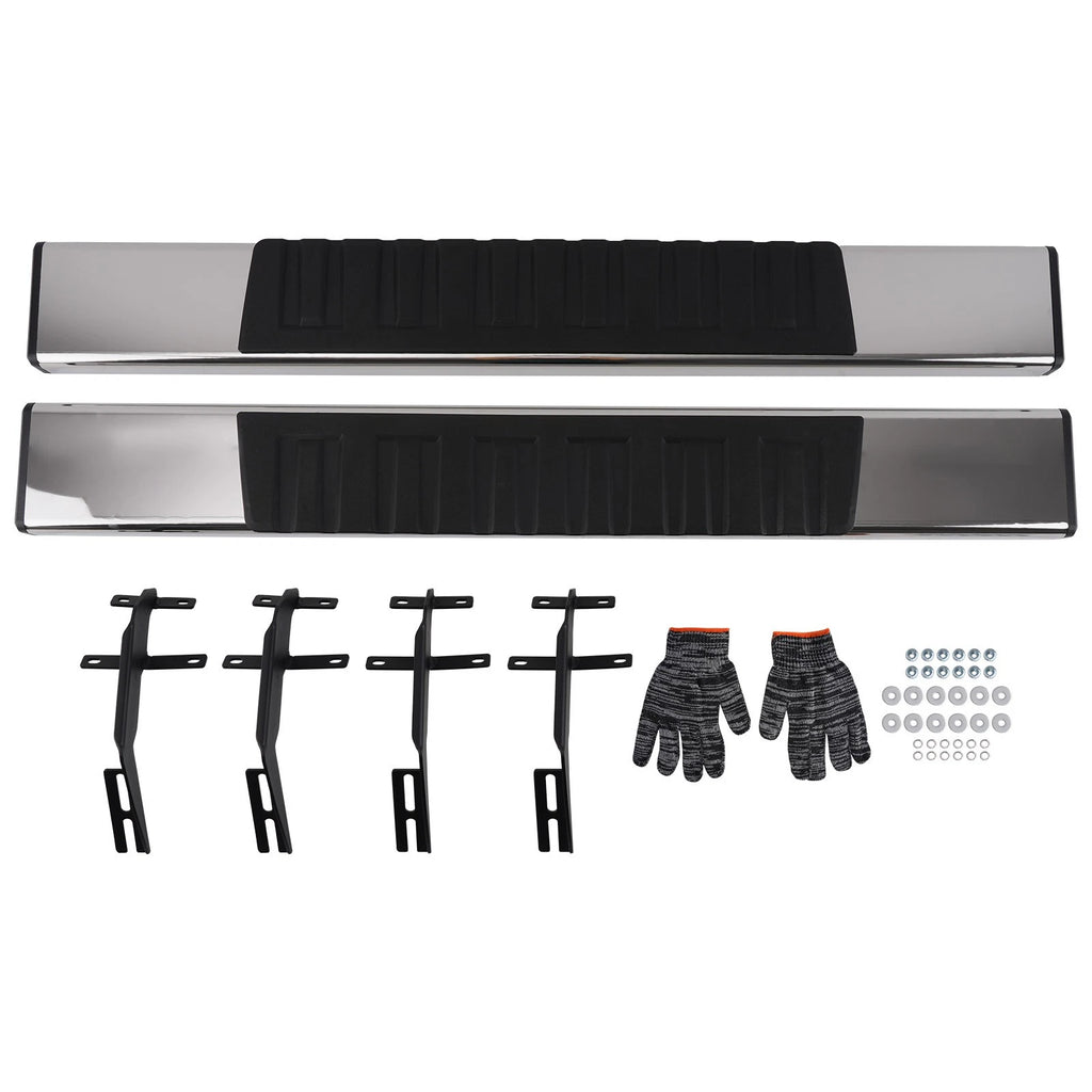Set of 2 Running Board Steps for Ford F150 (2015–2026) H Style Black