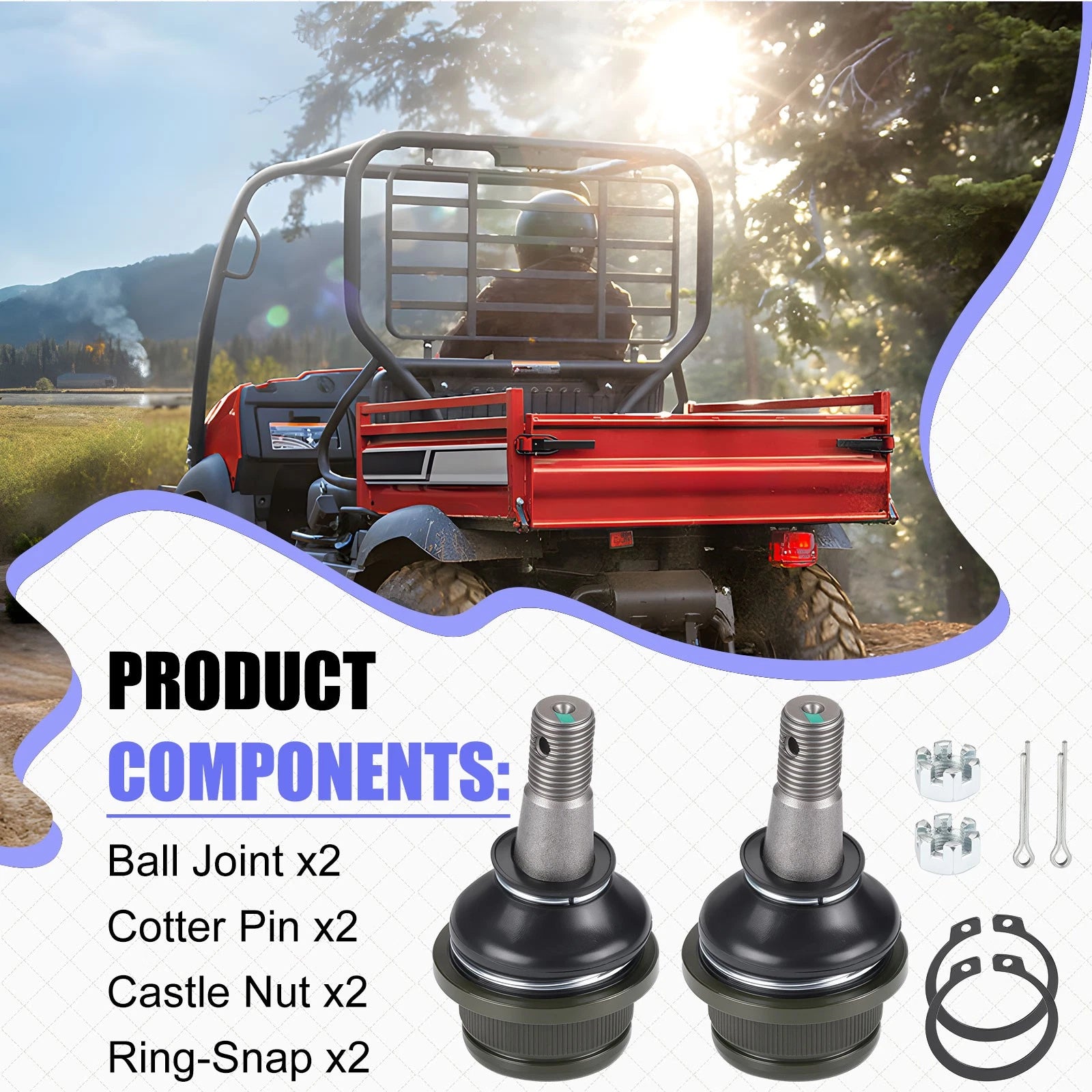 2X Lower Ball Joints for Kawasaki Mule 3000 3010 (2001–2008) 59266-1080
