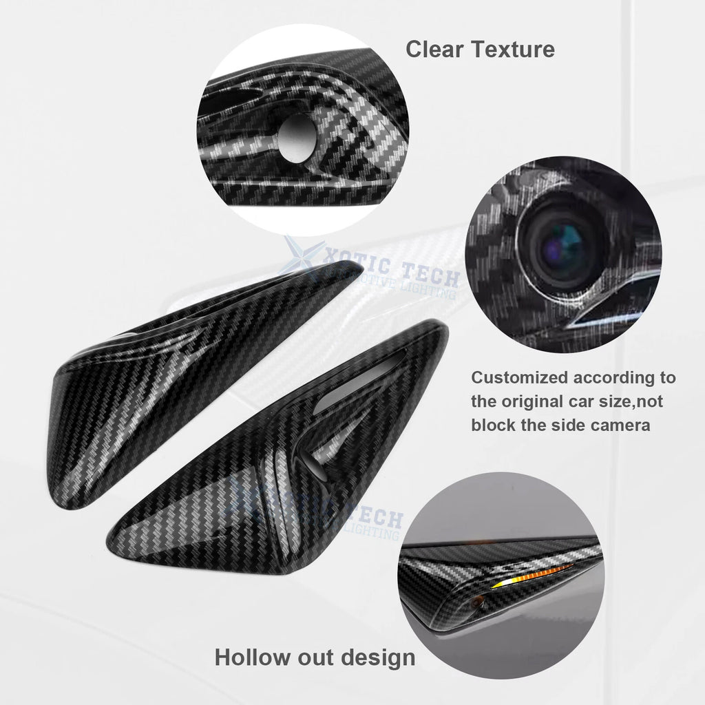 Carbon Style Side Camera Trim Cover for Tesla Model Y (2024-2025)