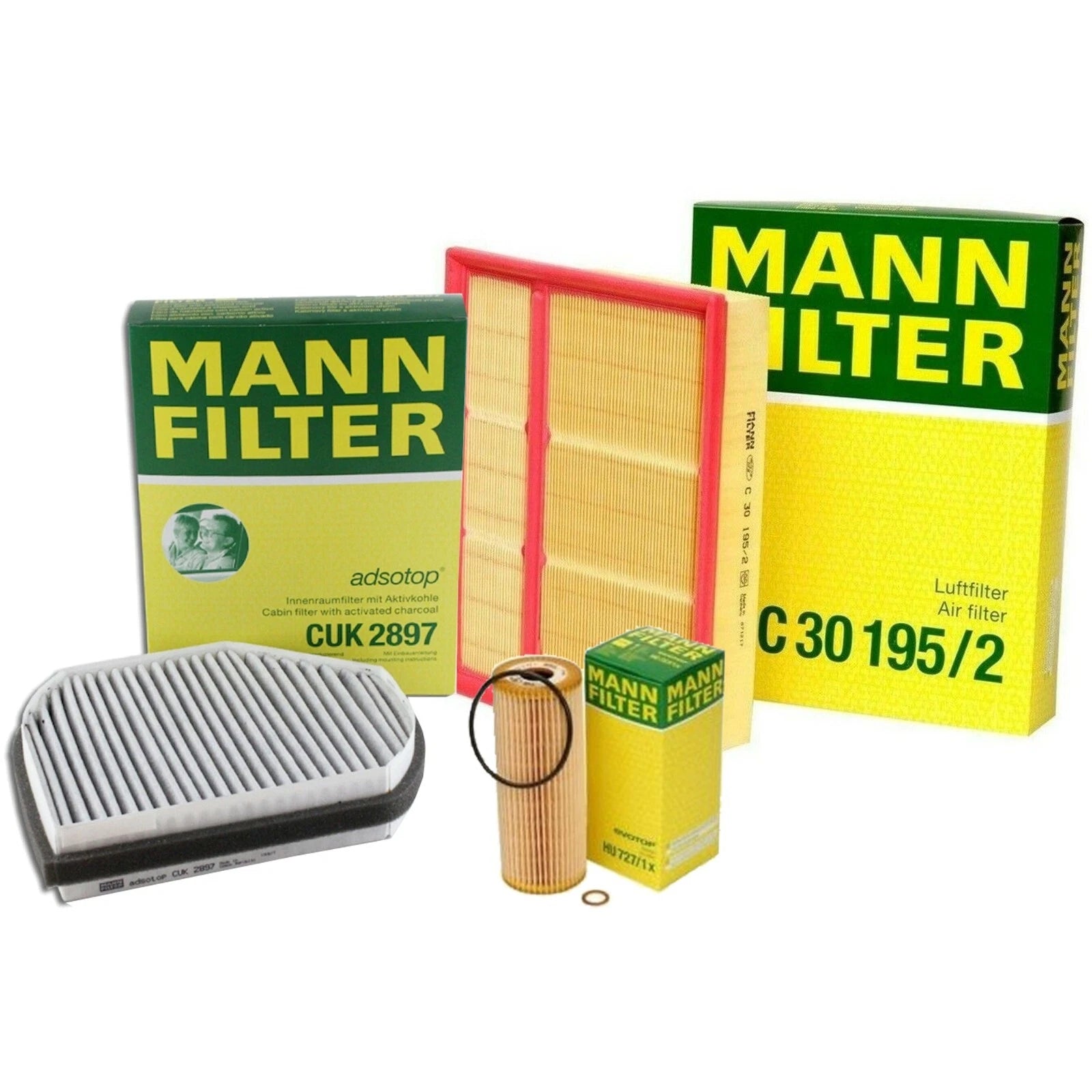 OEM MANN Oil Air Carbon Cabin Filter Service Kit for Mercedes W202 (1994–2000)
