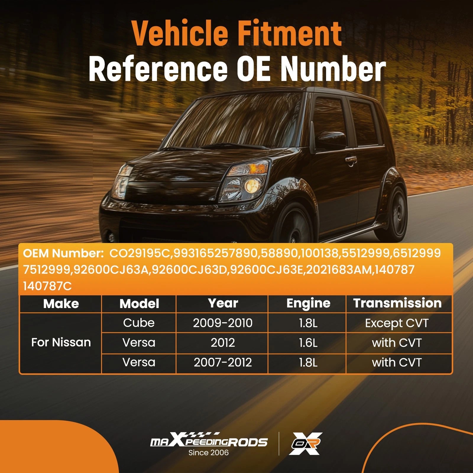 CR10 AC Compressor w/Clutch 6-Groove for Nissan Cube Versa (2009–2012) 92600CJ63E