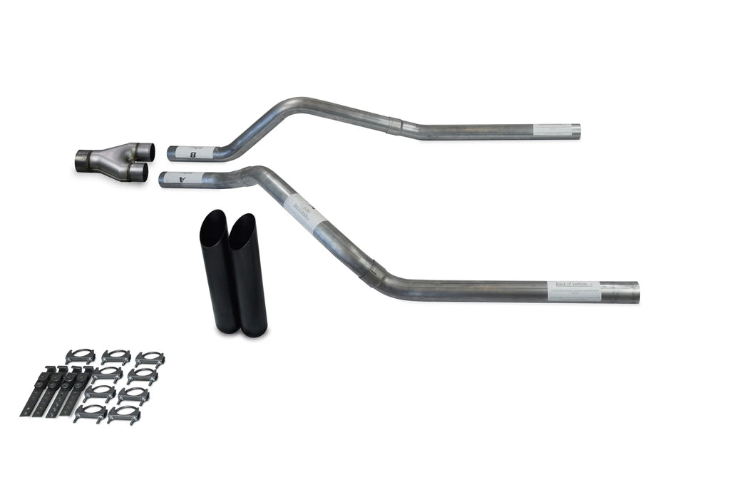 2.5" Dual Truck Exhaust Kit Y Pipe for Chevy Blazer (2000–2004) Black Tips