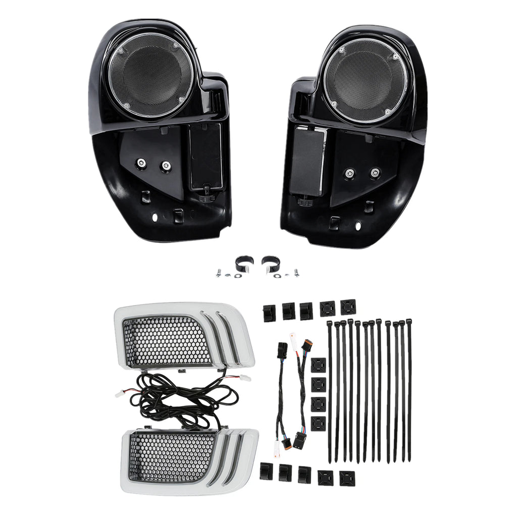 Lower Vented Fairing Speaker Pod Grill Signal Light for Harley Touring (2014–2024)