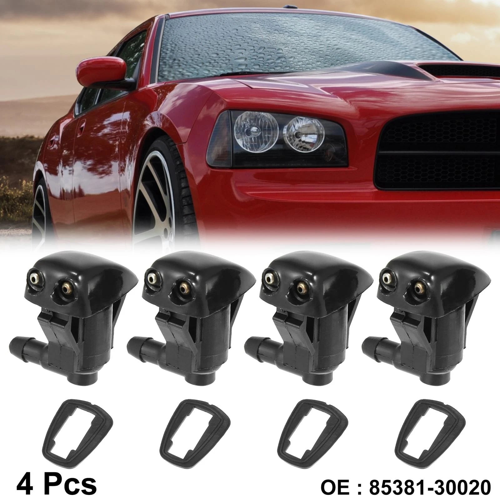 Set of 4 Windshield Washer Nozzles for Toyota Corolla (Replaces 85381-30020)