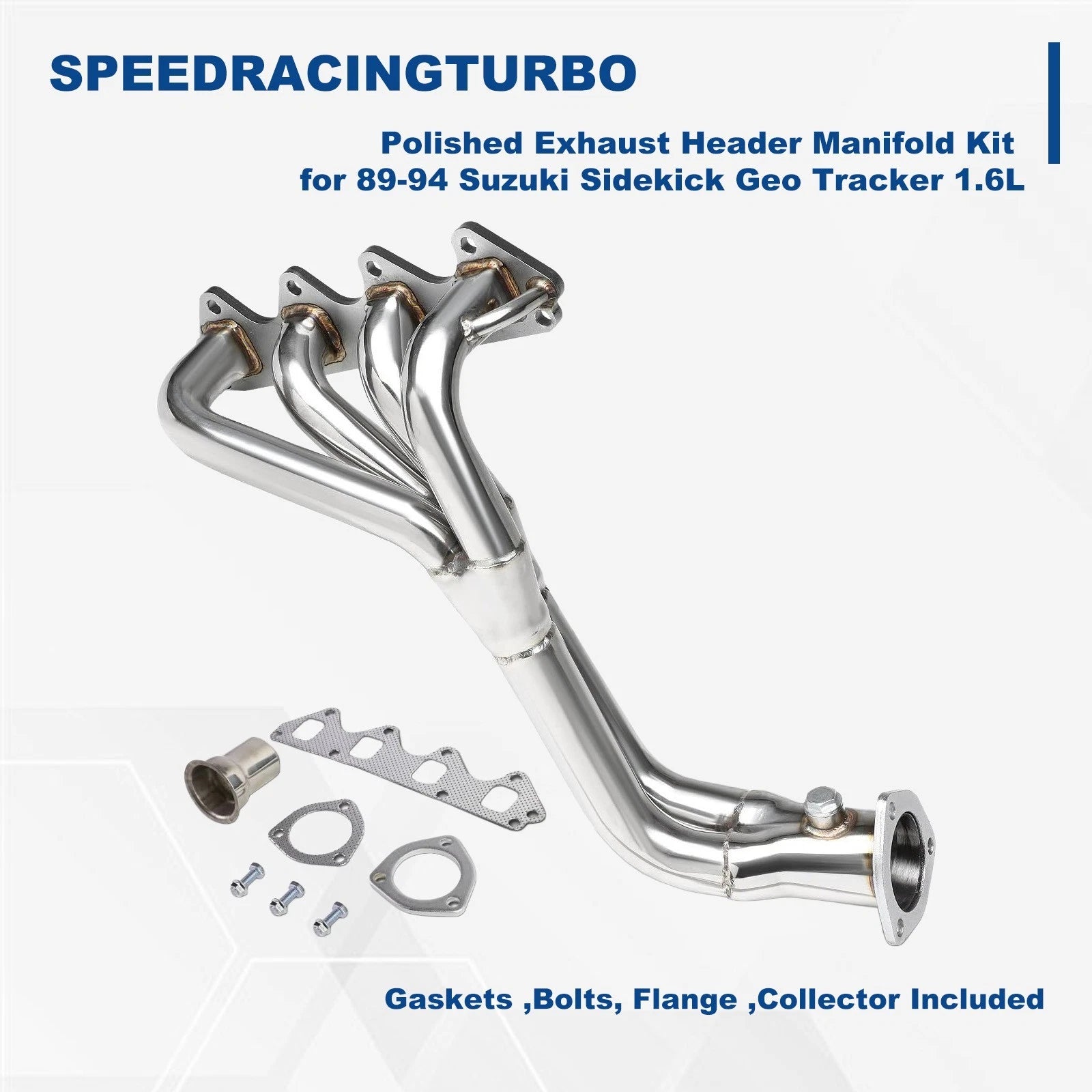 Exhaust Header Manifold Kit for Suzuki Sidekick, Geo Tracker (1989–1994)
