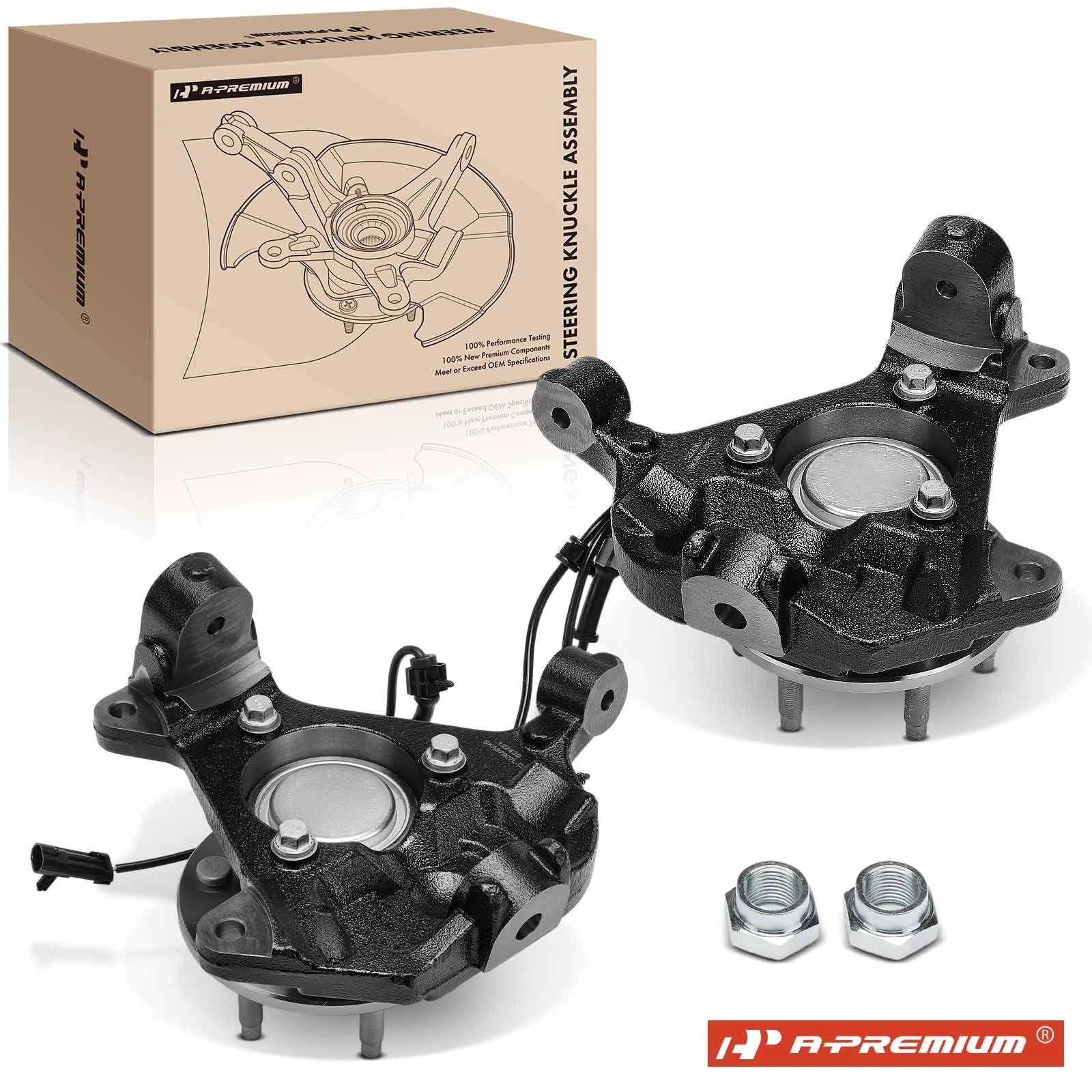 Pair Front Steering Knuckle & Hub Bearing for Chevy GMC Sierra 1500 (2007–2018)