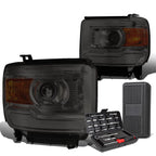 Pair of Smoked/Amber Signal Projector Headlights for Sierra 1500 (2014–2018)