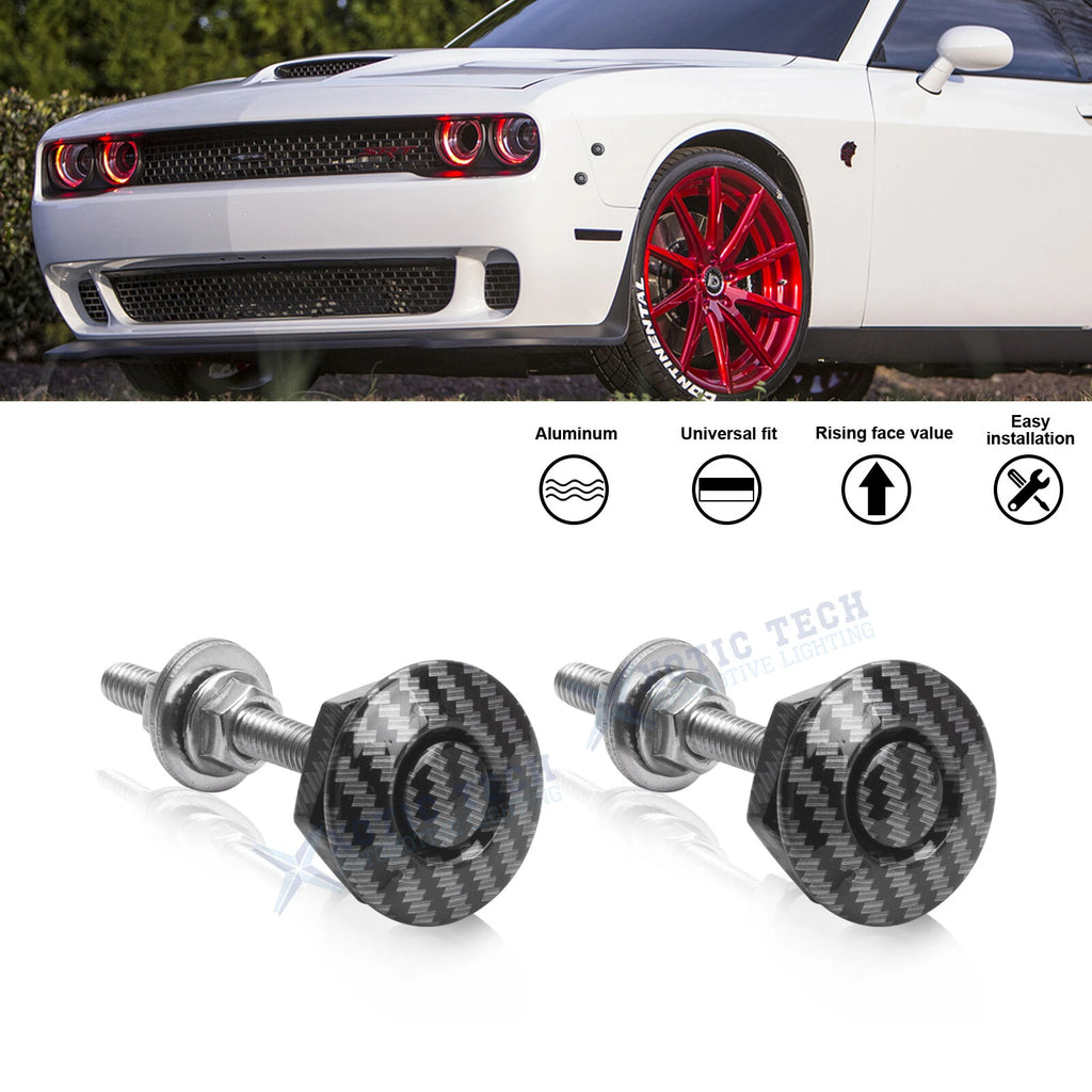 Pair Strength Carbon Fiber Style Button Bumper Quick Release Fasteners for Dodge (2013–2023)
