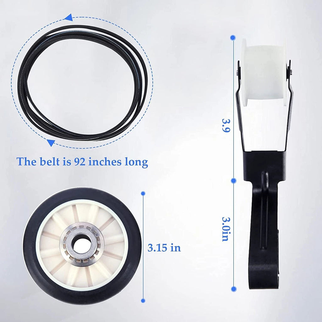 Dryer Belt Drum Pulley Kit for Whirlpool Kenmore (341241, 349241T, 691366)
