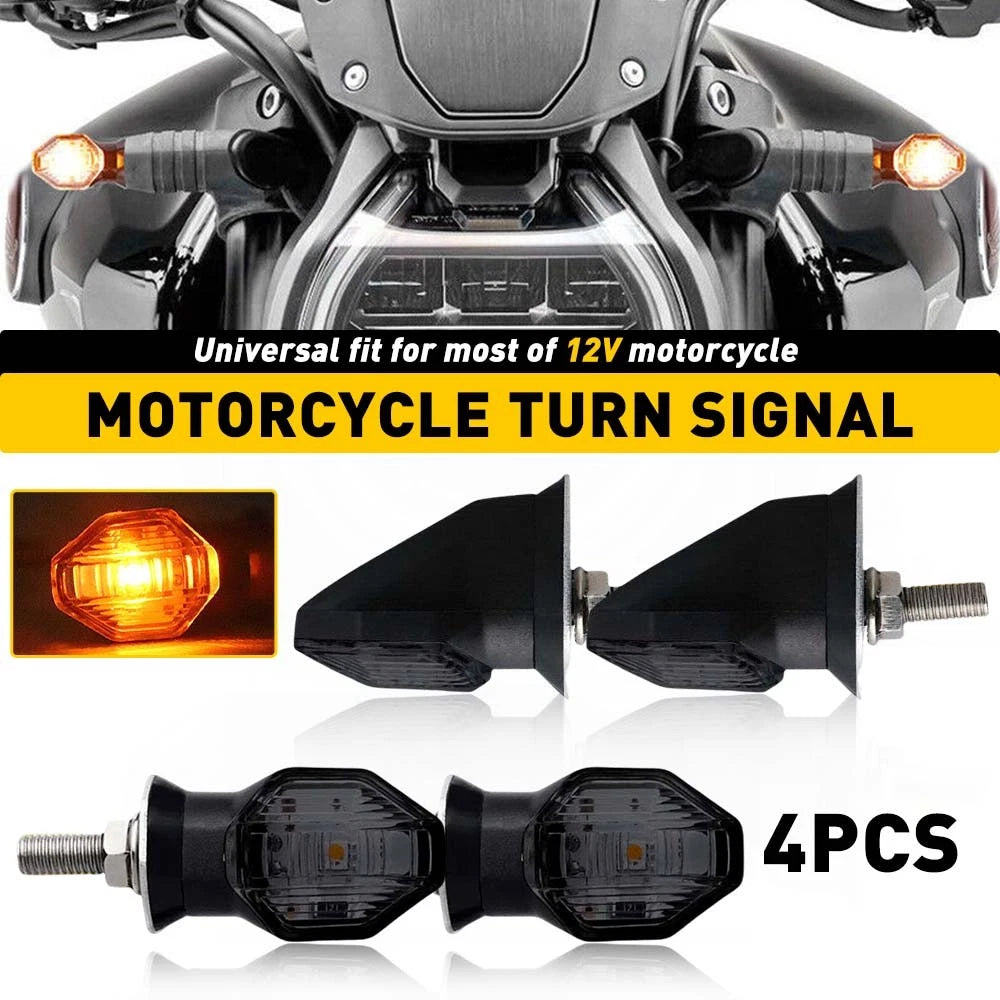 4X Amber Smoke Mini Motorcycle Turn Signal LED Indicator Light for Honda