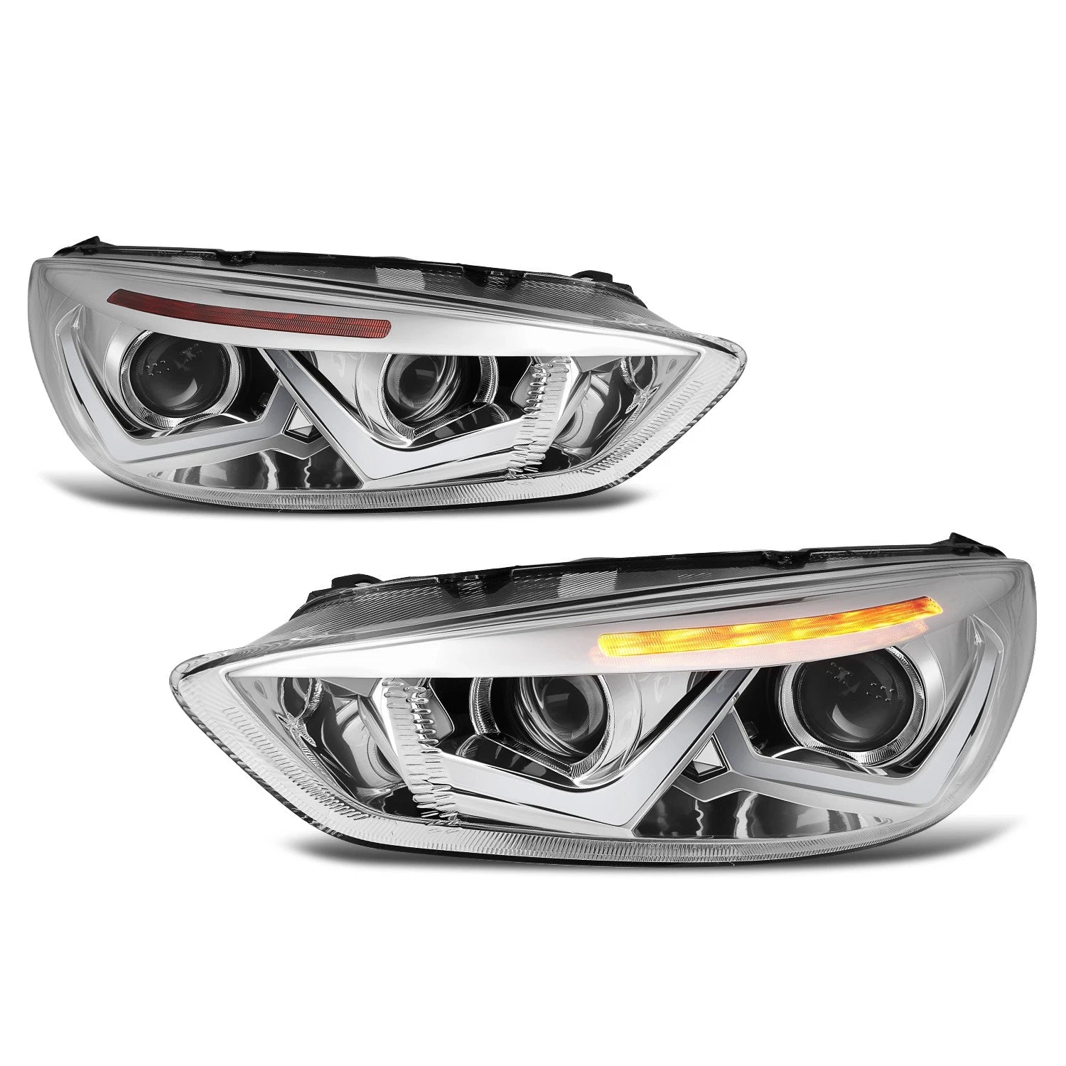 Dual LED DRL + Amber Signal Projector Headlight/Lamp for Ford Focus (2015–2018)