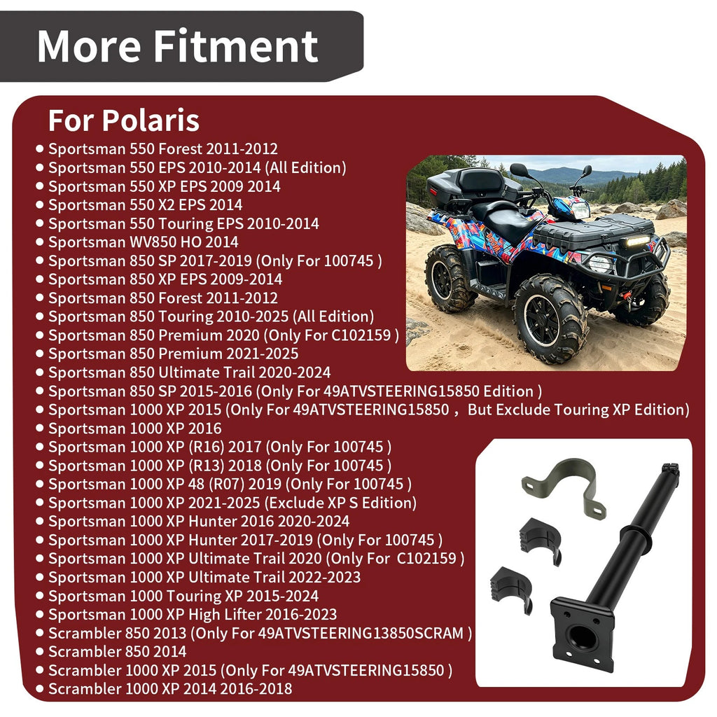 Steering Post Shaft Stem & Bushing for Polaris Sportsman XP 550 EPS (2009–2014)