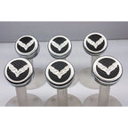 Chrome Cap Covers w/White Carbon Fiber Flag Inlay for 14-19 Corvette Z06 Manual