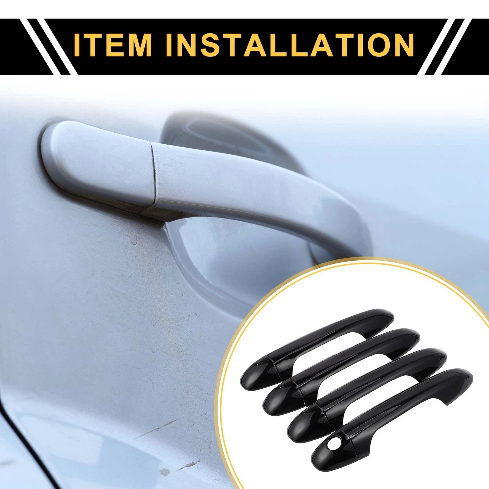 Set of 4 Exterior Door Handle Covers for Toyota Tacoma (2016–2023) Black