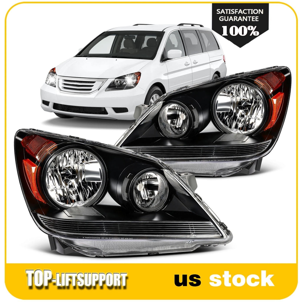 Headlight Assembly for Honda Odyssey (2005–2010) Black Amber Housing Pair
