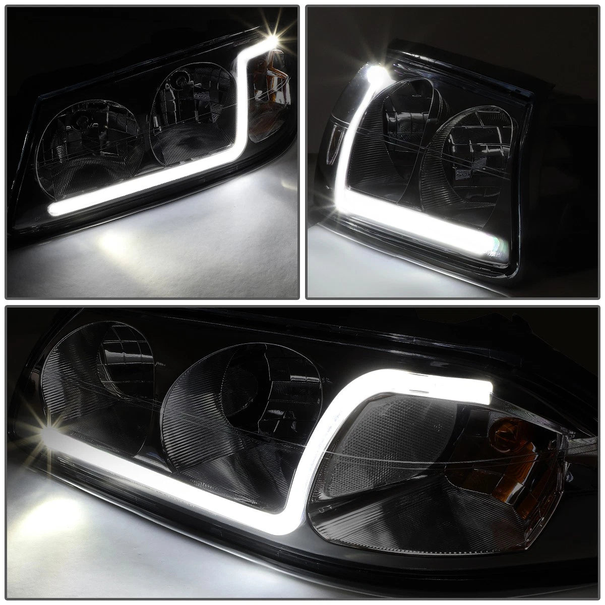 LED DRL Tube Headlights for Chevy Impala (2000–2005) - Smoked Clear