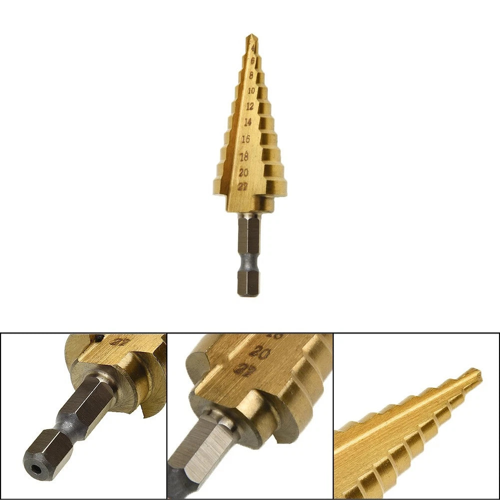 1pc 22mm Hex 6.35mm Shank Cone Step Drill Bit for Sheet Metal