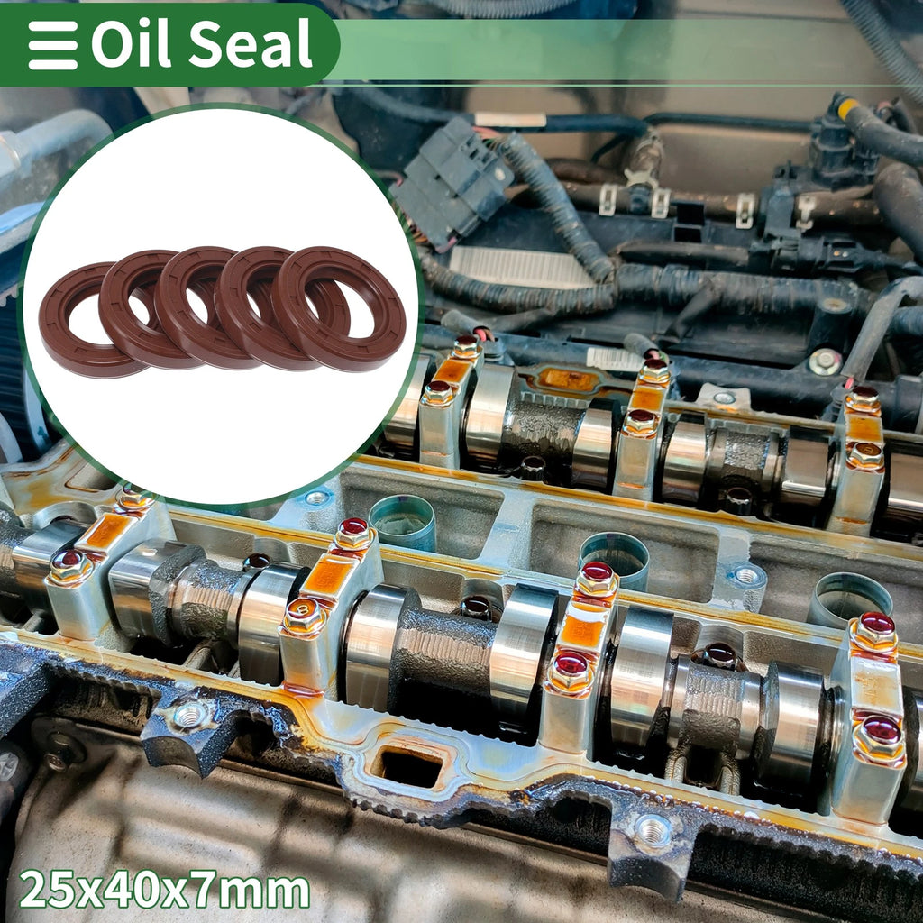 Set of 5 Oil Seal Rotary Shaft Seal FKM Rubber 25x40x7mm