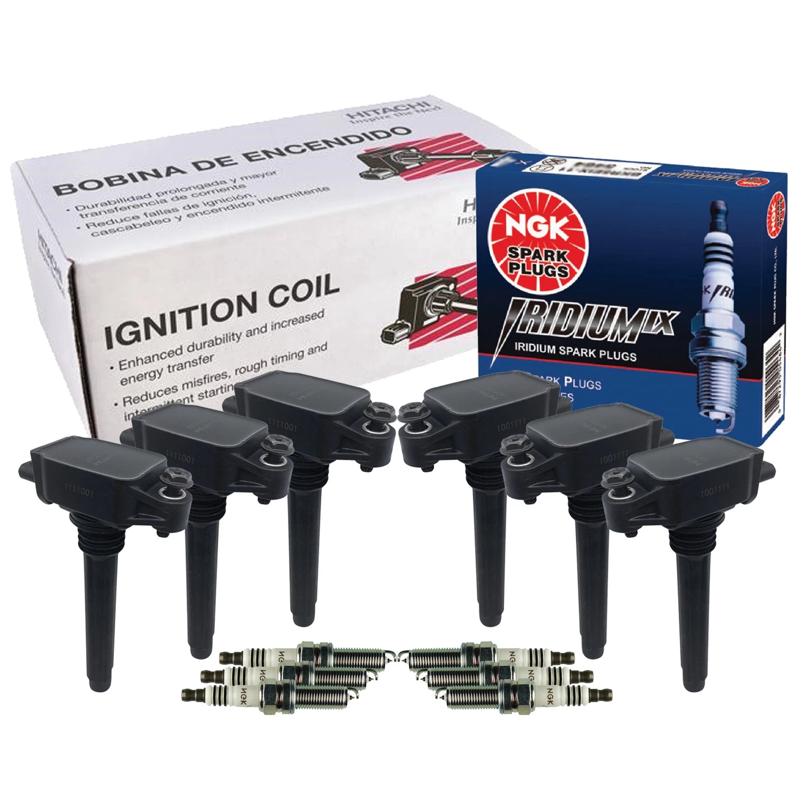 Set of 6 Ignition Coils & 6 NGK IridiumIX Spark Plugs for Chrysler Dodge Jeep