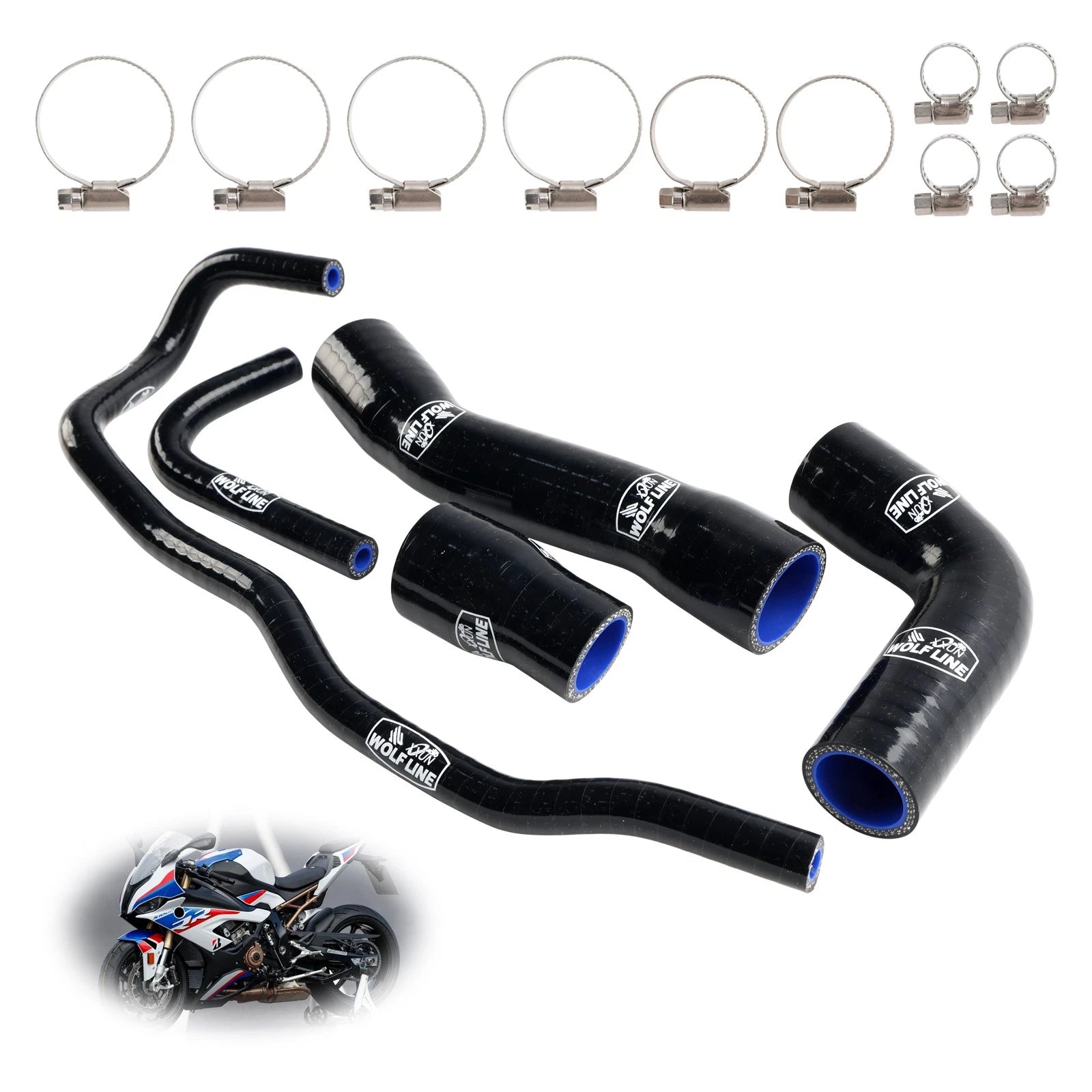 Silicone Radiator Coolant Hose Kit for BMW S1000RR (2019–2023) Black