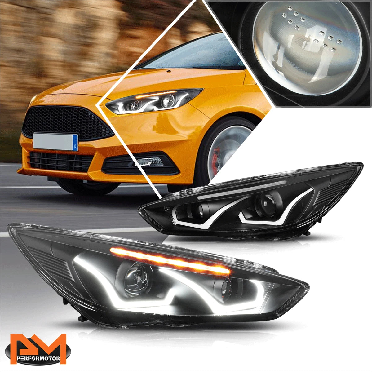 Dual LED DRL Projector Headlight for Ford Focus (2015–2018)