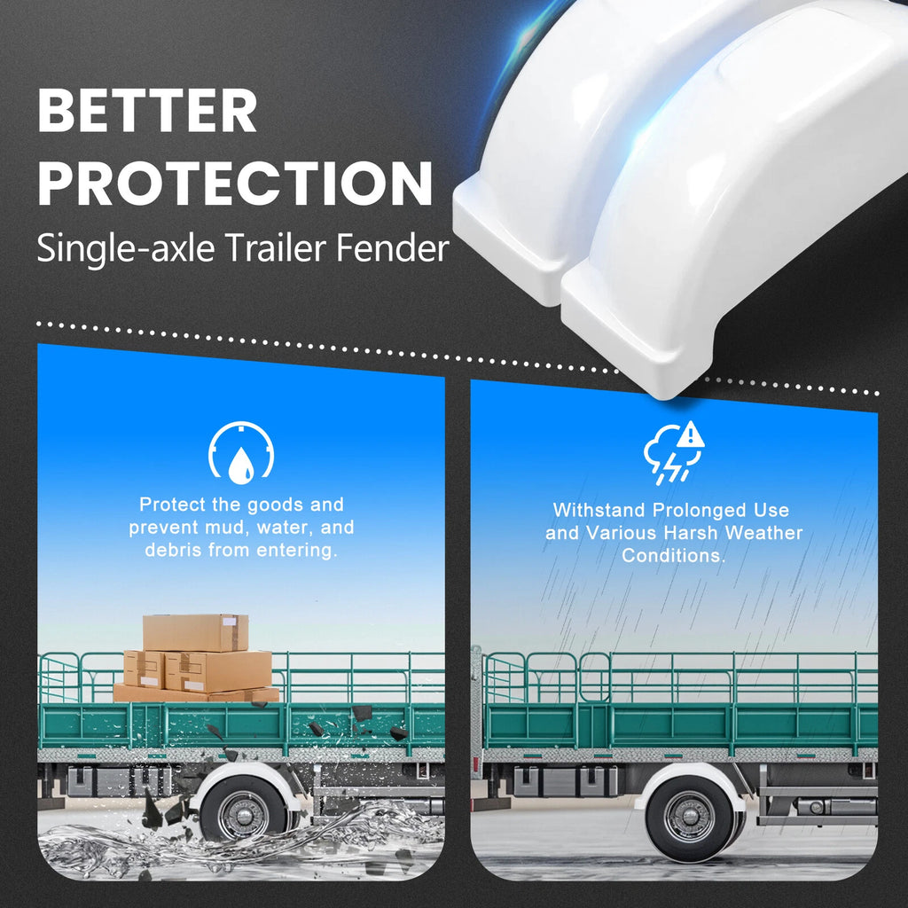 Set of 2 Trailer Fenders for 13" Wheels (Boat)