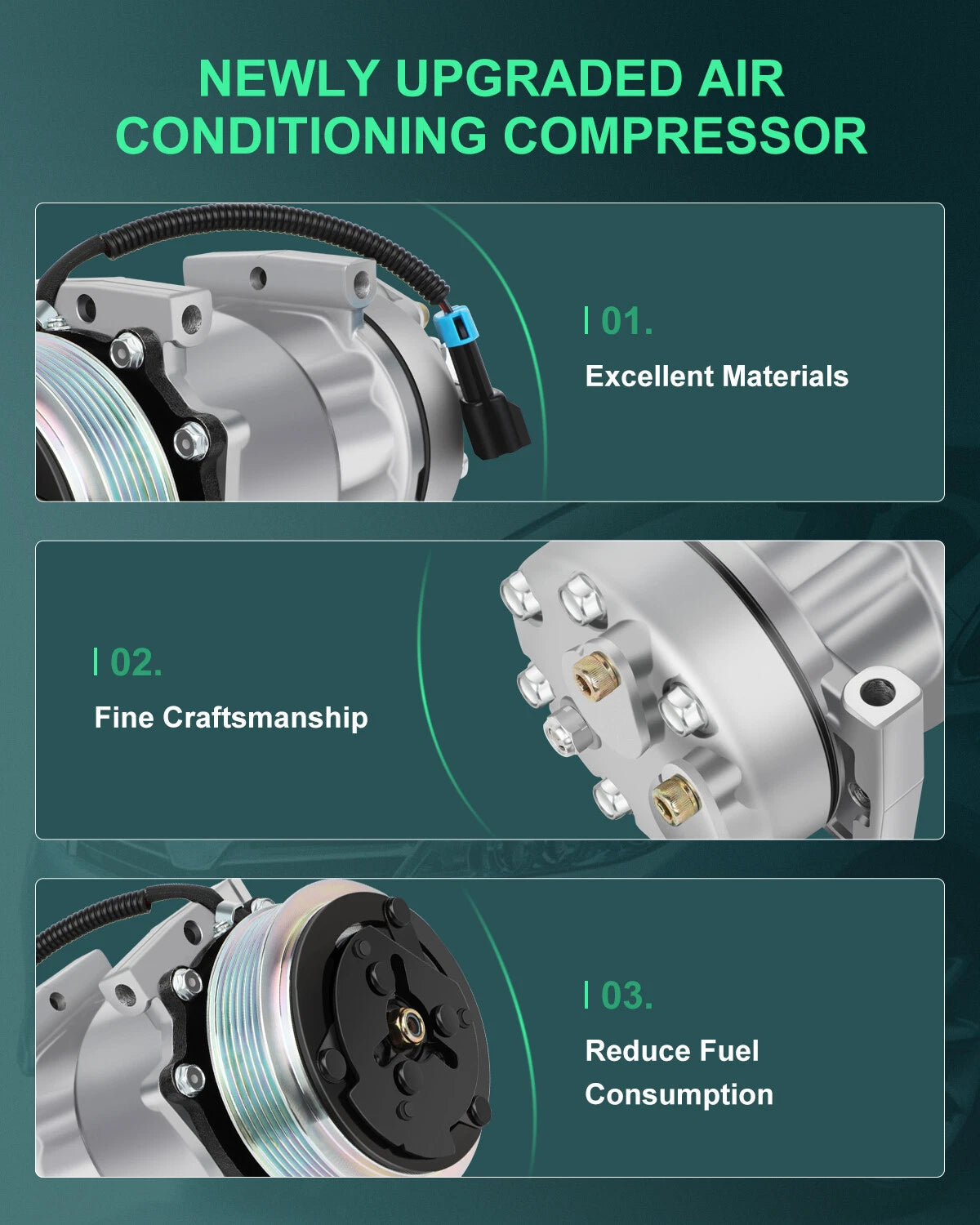A/C Compressor and Clutch for Volvo VNL VNM VT (2008) 12.1 12.8 14.9L 16.1L
