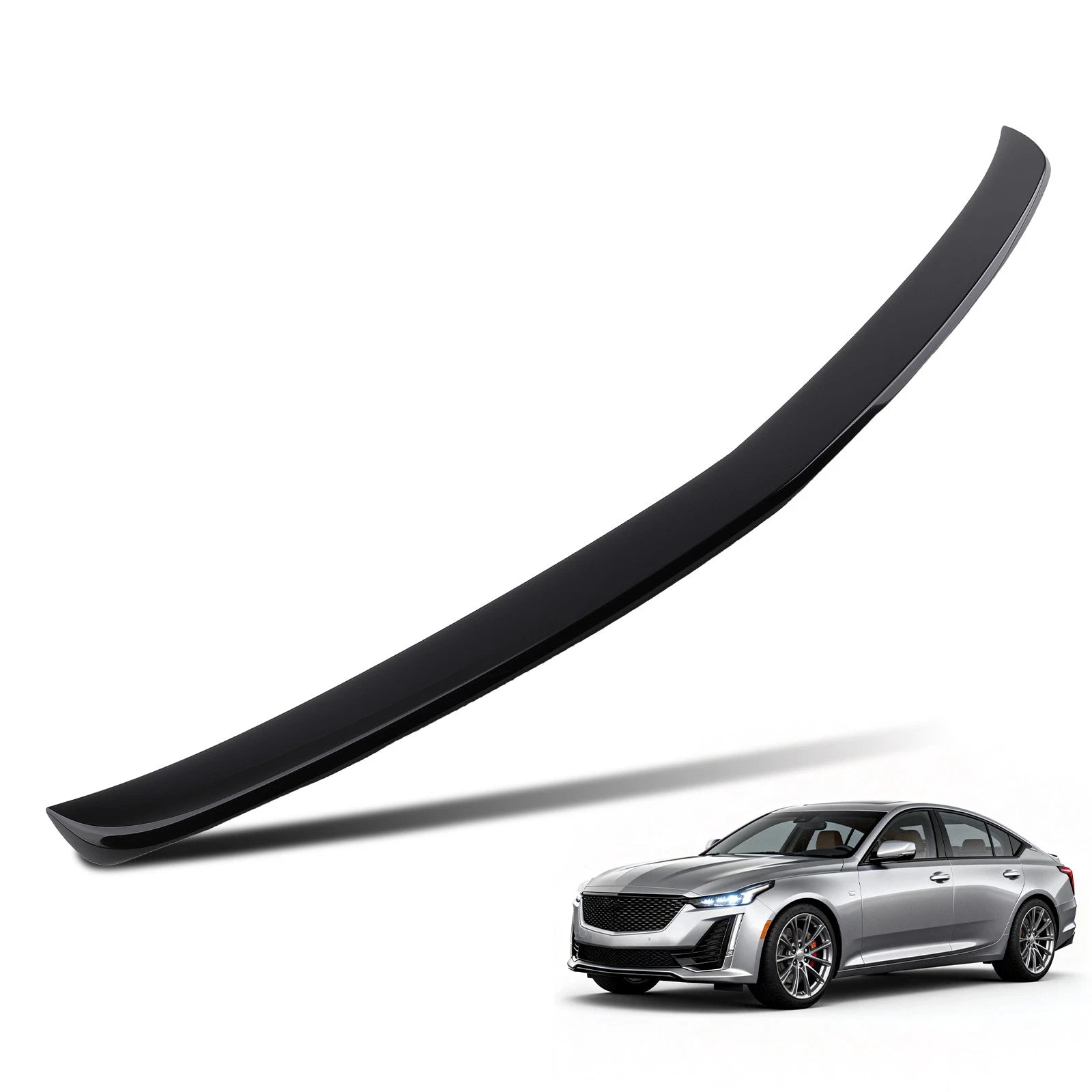 ABS Rear Trunk Wing for Cadillac CT5 (2020–2022) V Style Black Painted