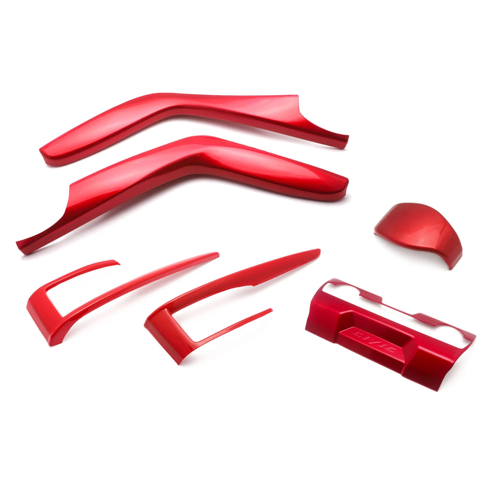 Red AC Climate Control & Gear Shift Knob Cover Trims for Honda Civic (2016-2020)