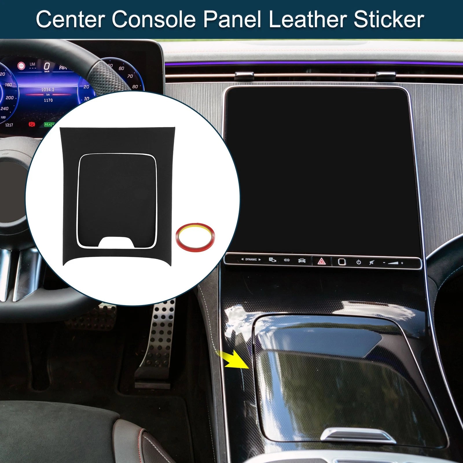 Set of 1 Center Console Panel Sticker for Mercedes-Benz EQE350 (2022–2024) Black