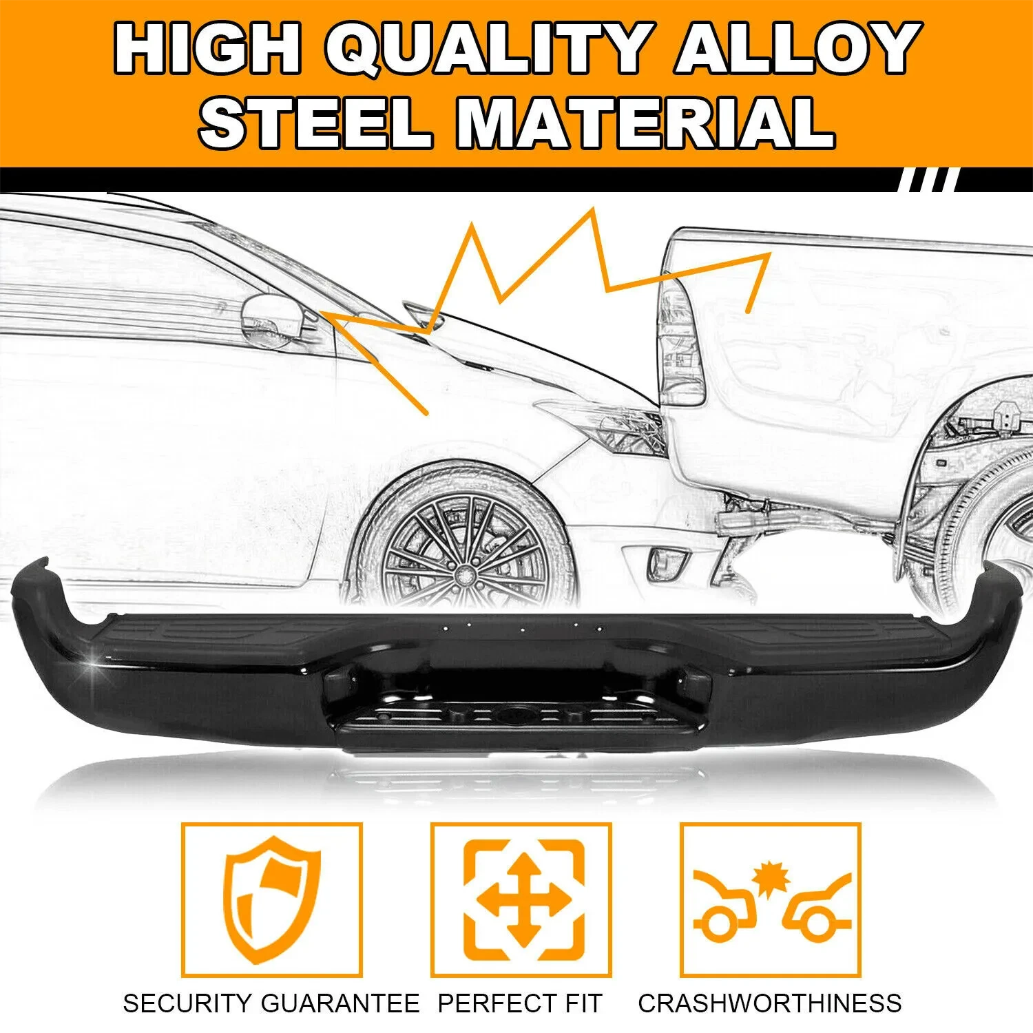 Black Steel Rear Step Bumper for Toyota Tacoma (2005–2015)