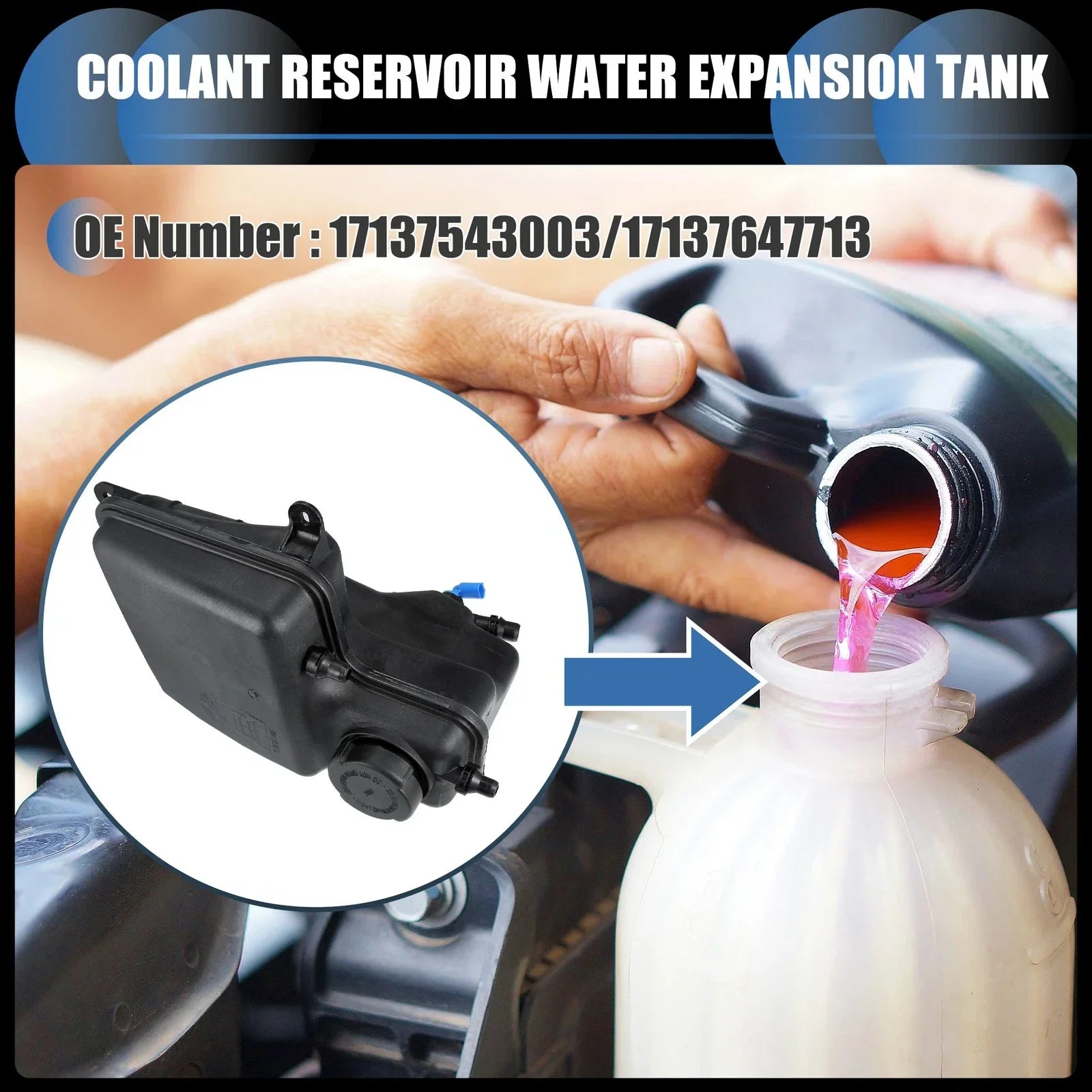 1 x Coolant Expansion Overflow Tank with Cap for BMW 760i