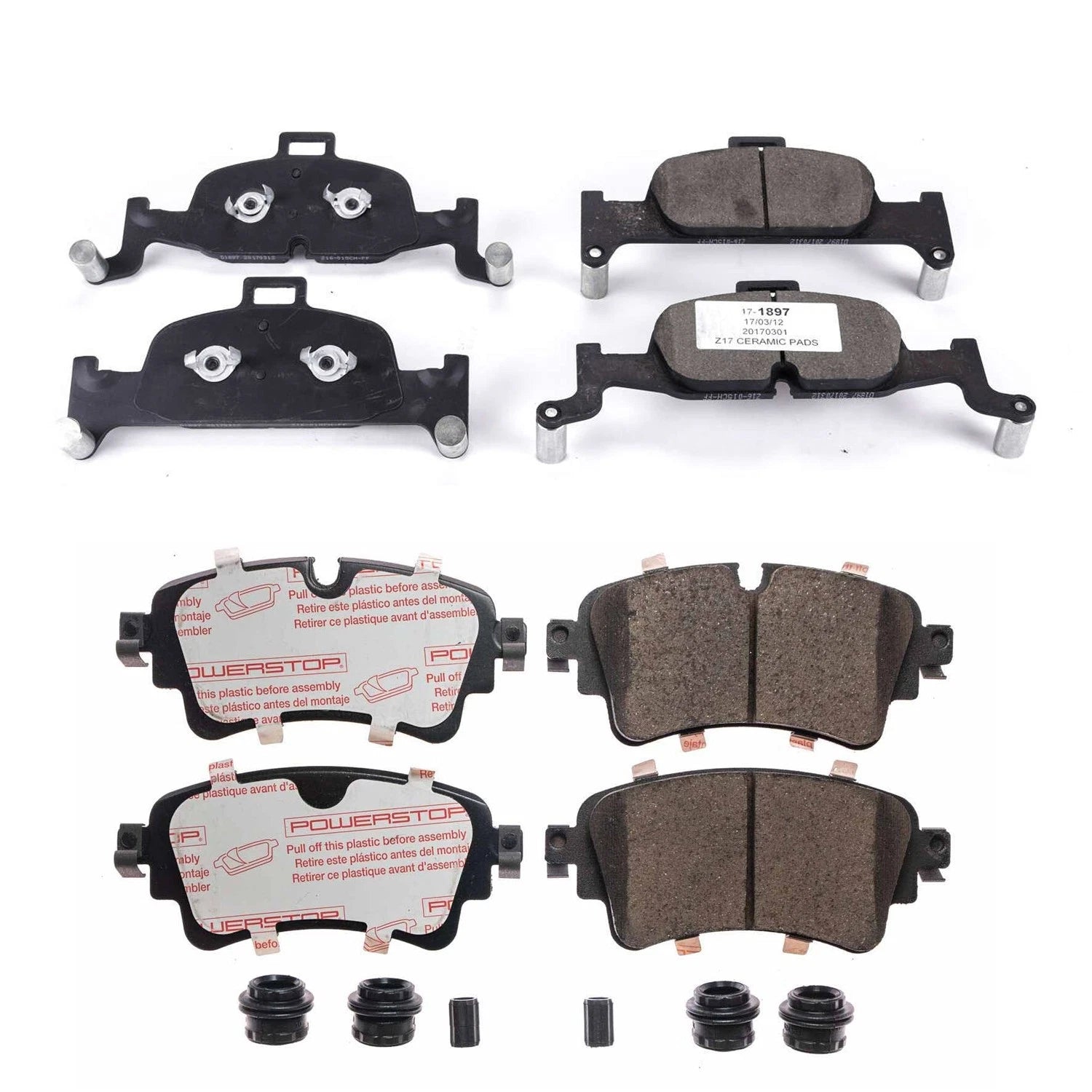PowerStop 2X Front & Rear Carbon Fiber Ceramic Brake Pad Kit for A4 A5 Quattro (2010–2020)