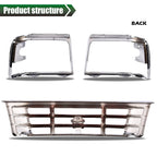 Chrome Front Grille and Headlight Trim Bezel Set for Ford Bronco F150 (1992–1996)