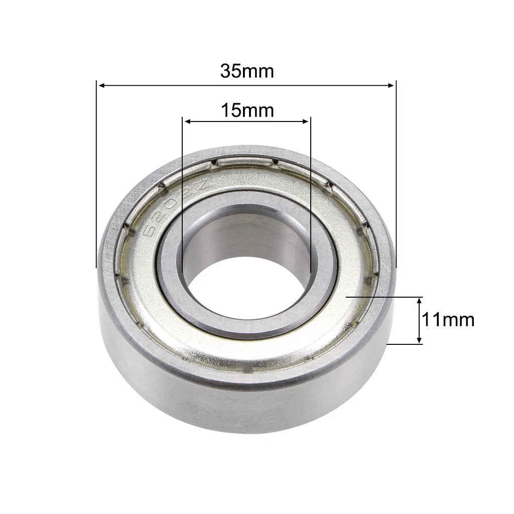 Set of 2 6202ZZ Ball Bearings for Universal Applications (15x35x11mm)