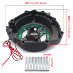 Black Left Engine Stator Cover with Green LED for Honda CBR 600RR (2003–2006)
