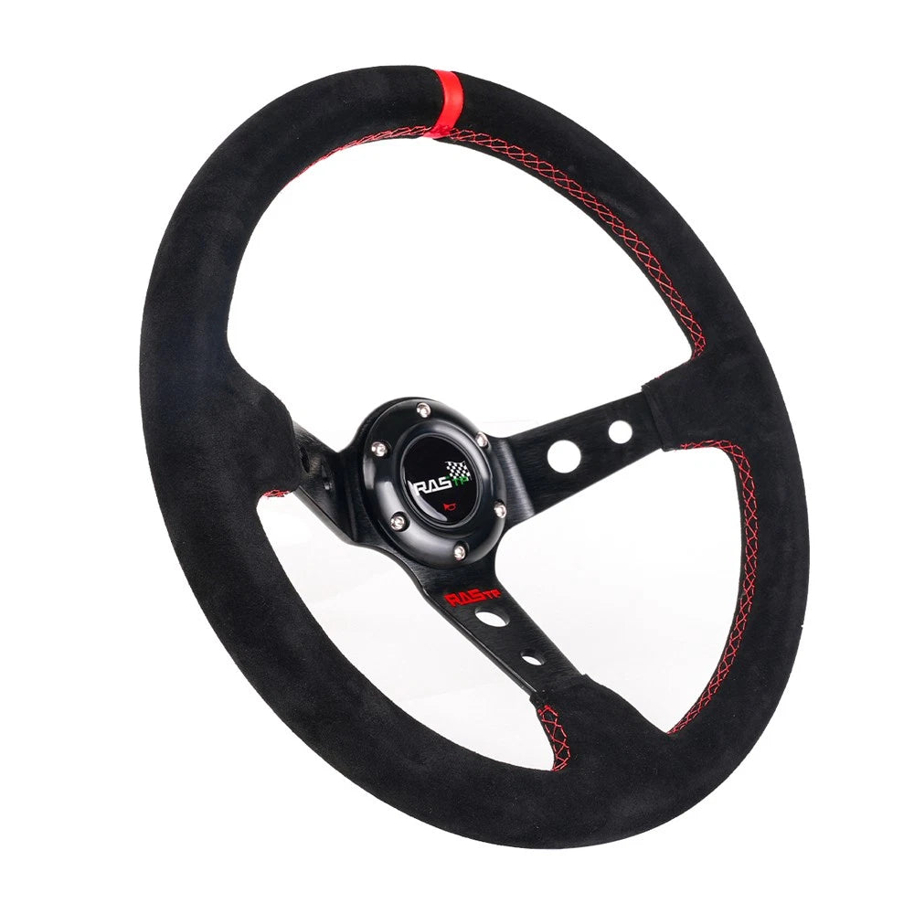 Suede Leather Steering Wheel 345mm Deep Dish for Universal Fit