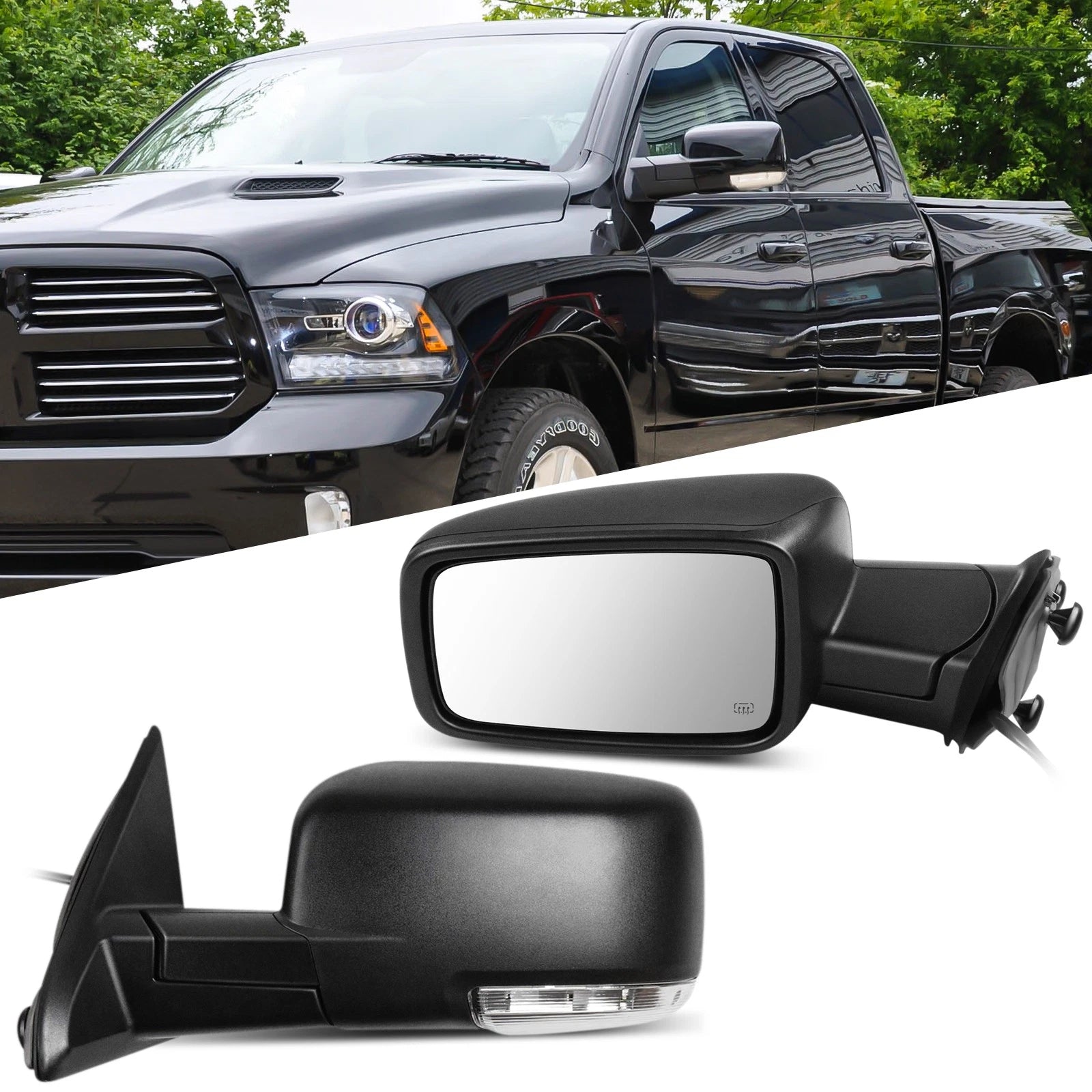 Power Heated Turn Signal Puddle Lights for Dodge Ram 1500 (2009–2019)