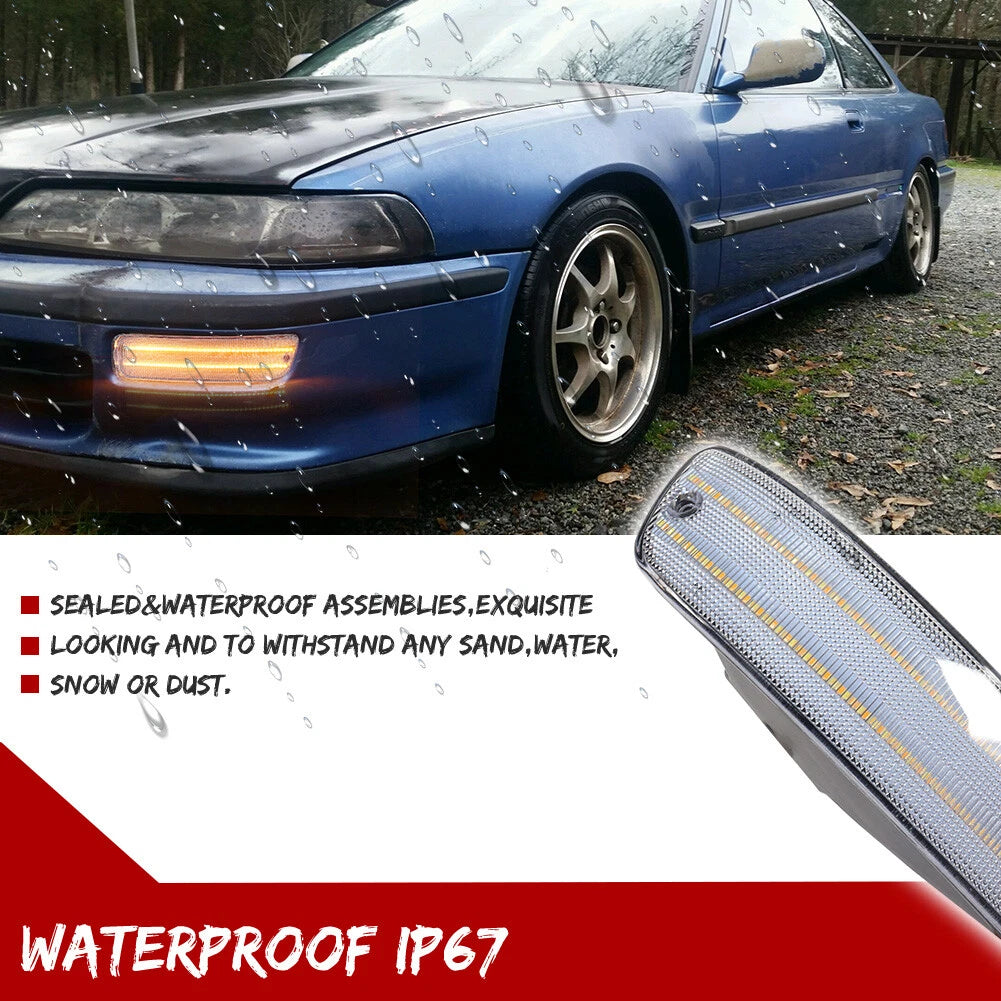 2X Clear Front Bumper Switchback LED Parking Signal Light for Acura Integra (1992–1993)