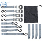 Set of 4 Tie Downs 1.6" × 8' Ratchet Straps 5208Lbs with S Hook Gray